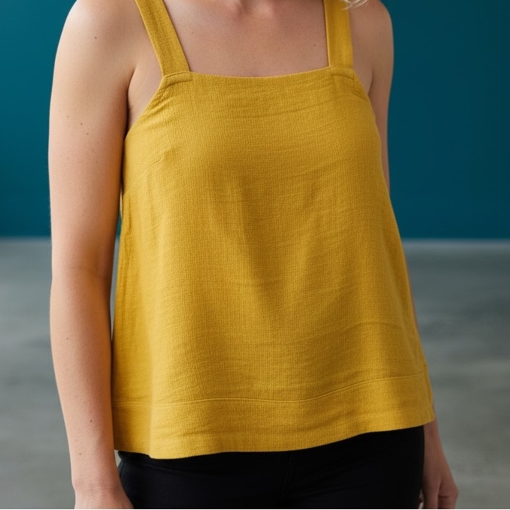 Madewell Mustard Apron Cross-Back Tank Top